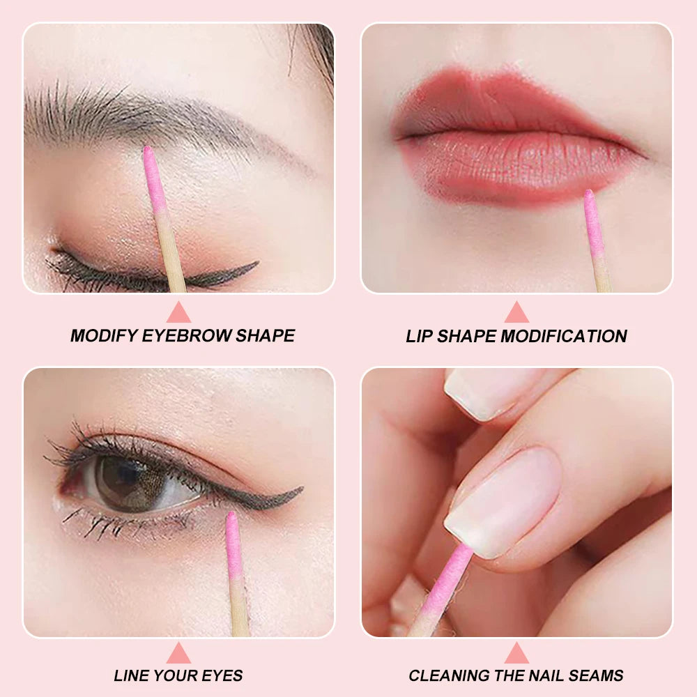 Pink Double-Ended Cuticle Pusher Sticks With Cotton Tips