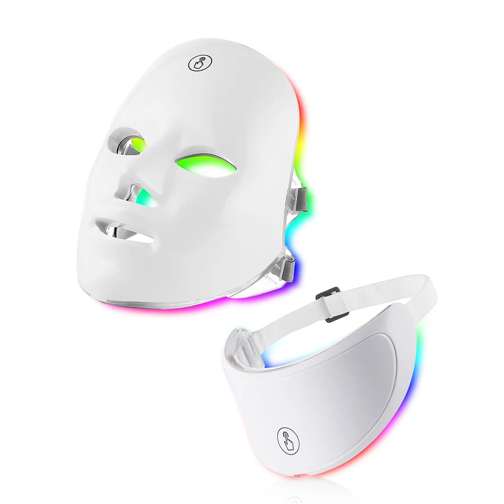 7-Color LED Facial Mask With Neck – Skin Firming Care