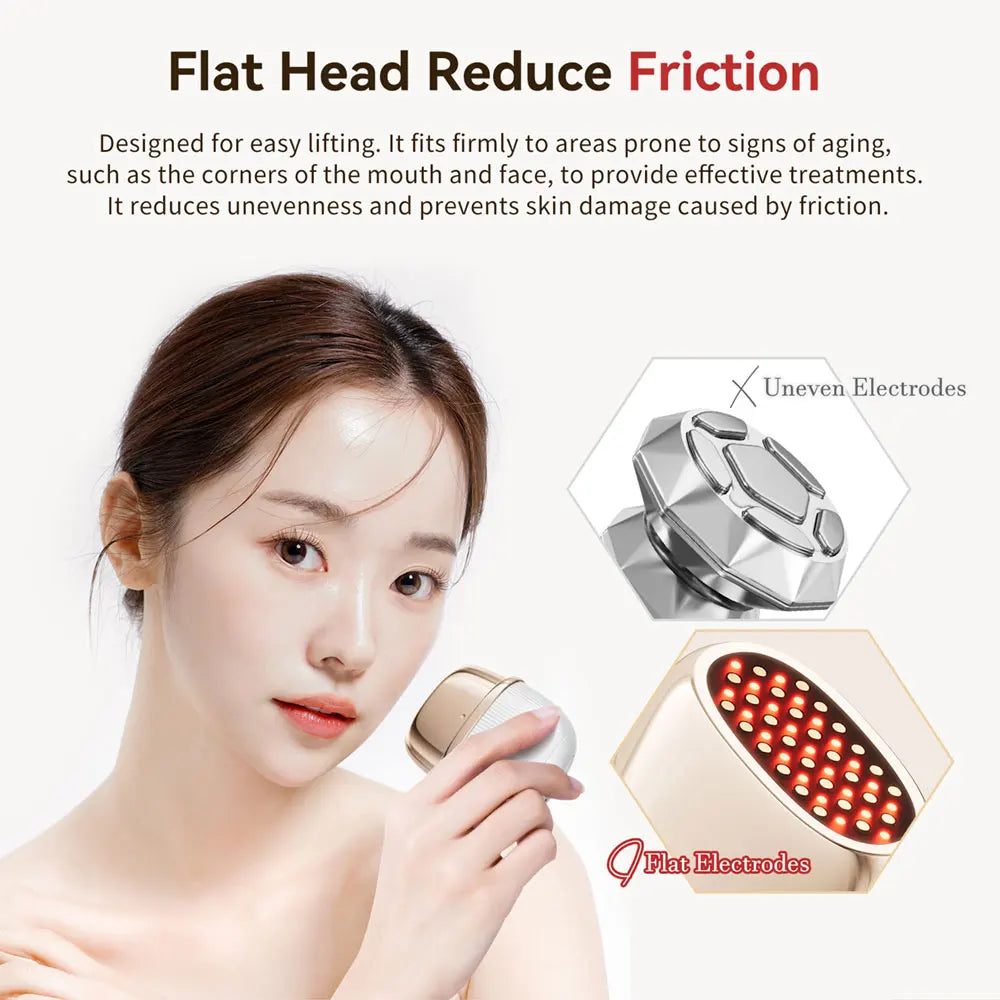 RF EMS Facial Lifting Device – 3-Color LED Skin Tightener