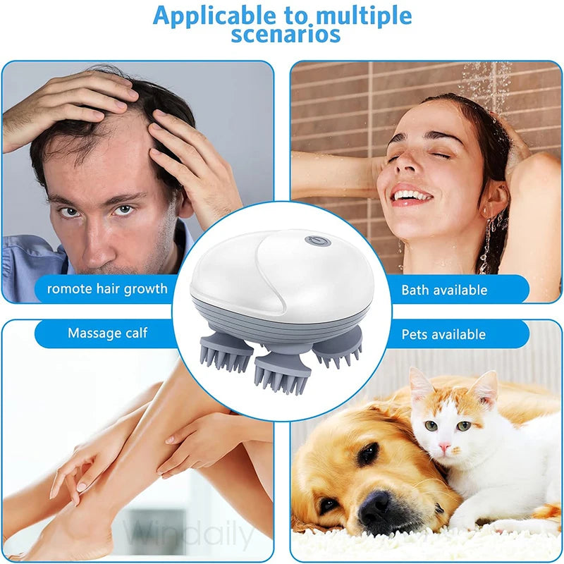 Electric Scalp Massager – Deep Kneading & Waterproof