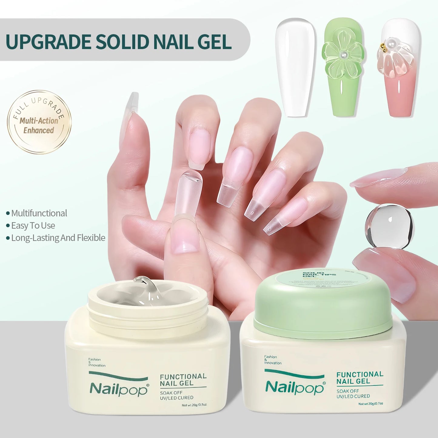 Solid Nail Gel Glue for Press-On Nails Strong Hold 20g