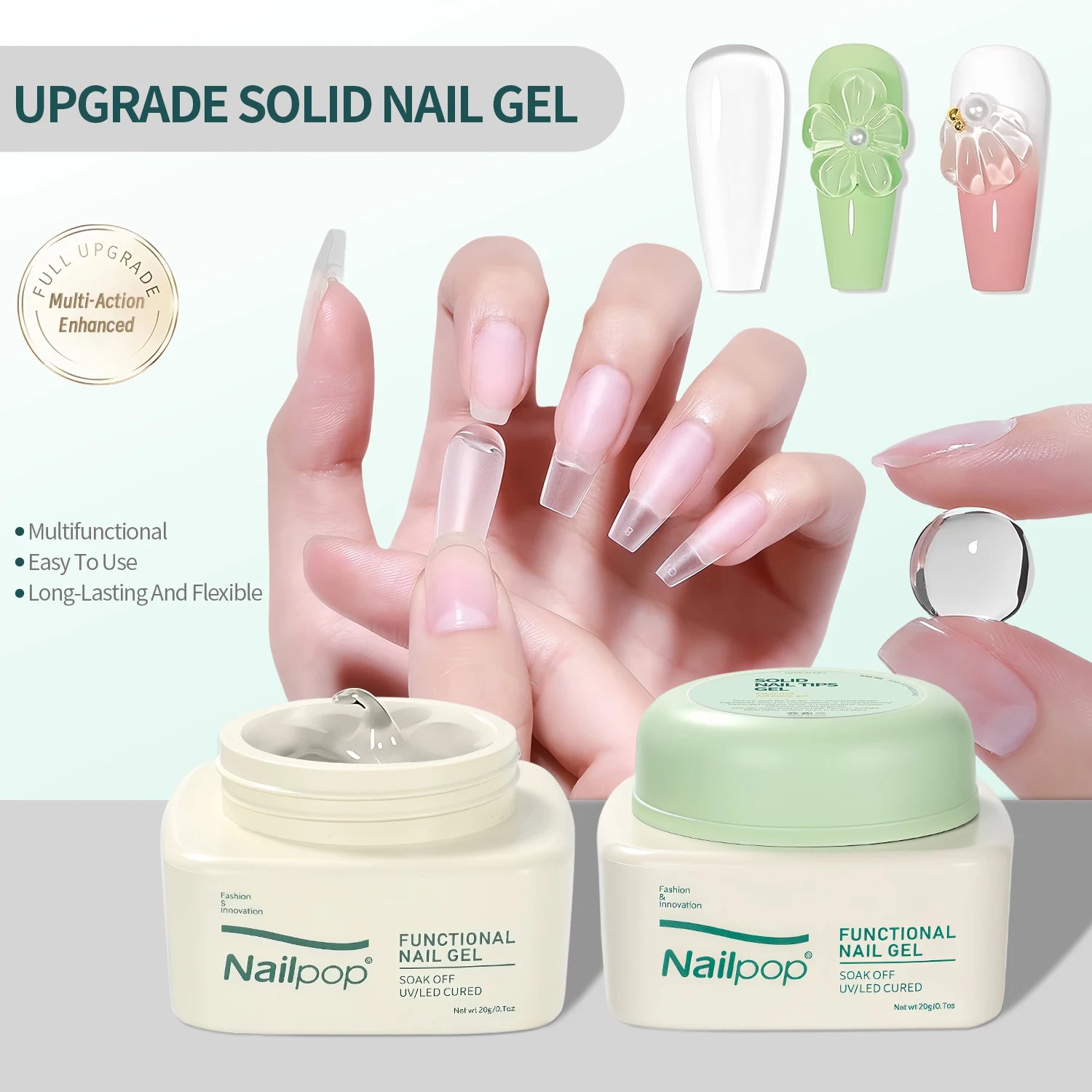Solid Nail Gel Glue for Press-On Nails Strong Hold 20g