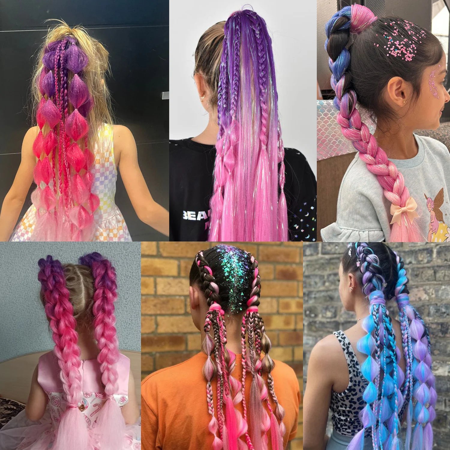 Kids Ombre Tinsel Ponytail Extension With Elastic Tie