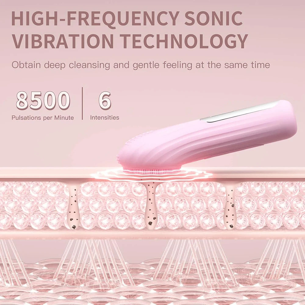 Sonic Silicone Facial Cleansing Brush With Heat Massage