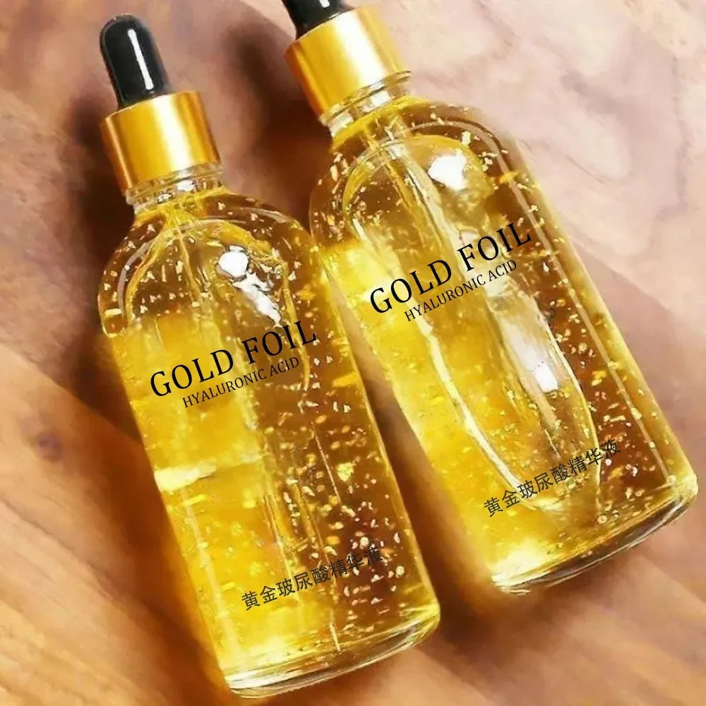 Skin Haven Golden Glow Face Serum in a sleek glass bottle, showcasing the luxurious packaging and golden-colored serum inside.