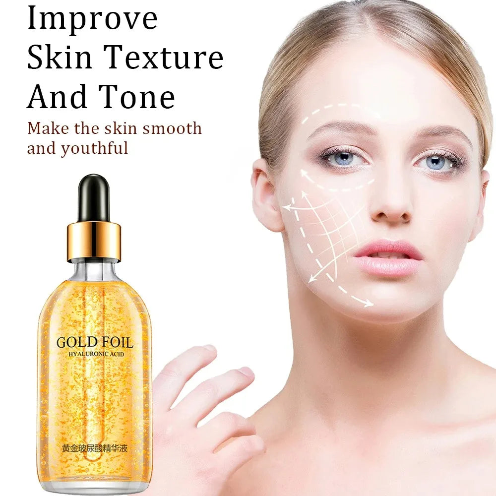 Skin Haven Golden Glow Face Serum bottle with gold accents, showcasing a luxurious skincare product for radiant skin.