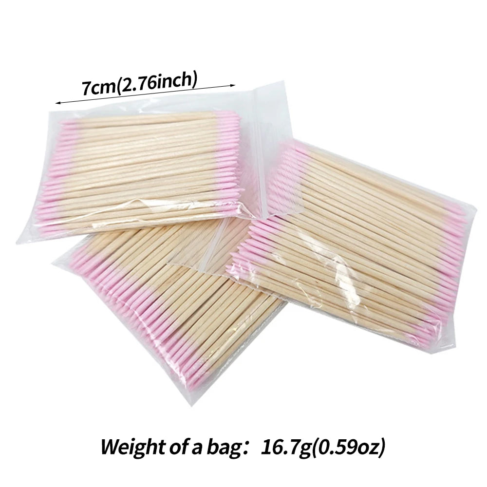 Pink Double-Ended Cuticle Pusher Sticks With Cotton Tips