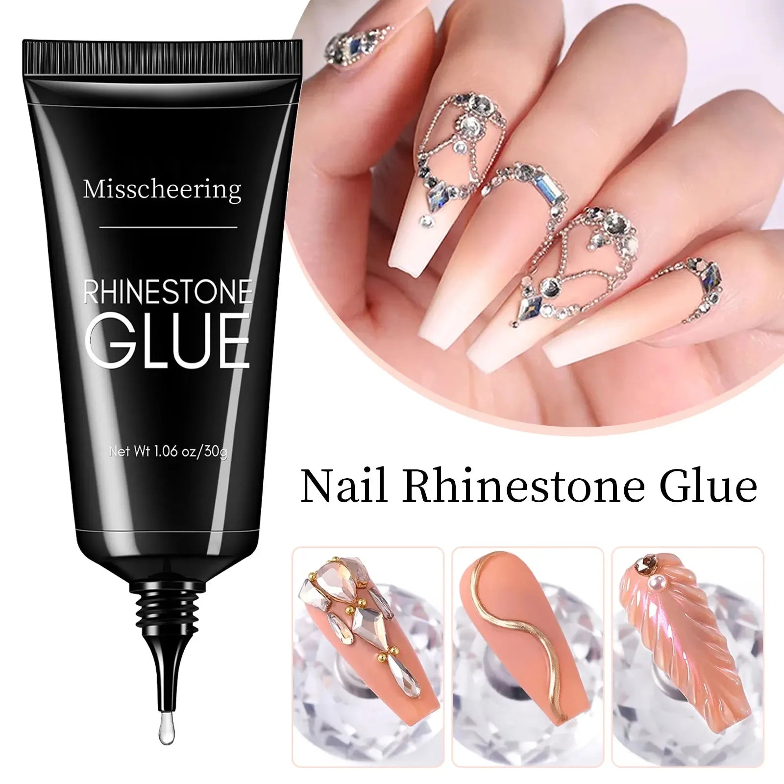 Skin Haven Super Strong Nail Rhinestone Gel Glue 30g for secure nail art and rhinestone adhesion in nail care.