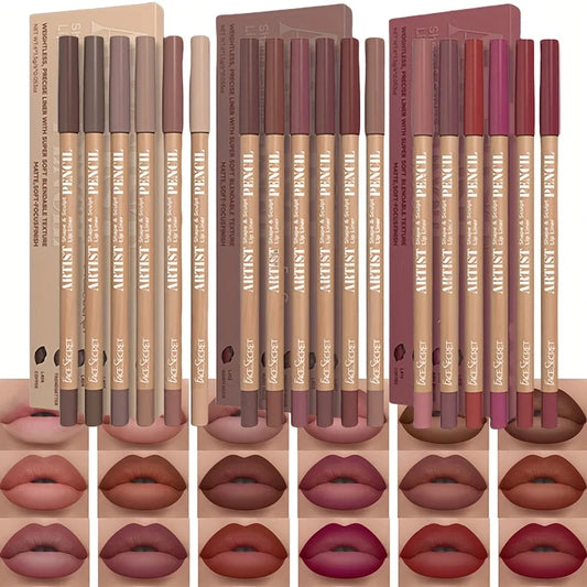 Velvet Matte Lip Liner Pencil Set – Long-Lasting 6-Pack