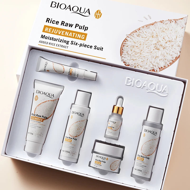 Rice Purée Facial Skincare Set – Hydrating 6-Piece Kit