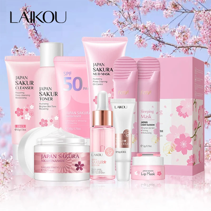 Sakura 9-Piece Facial Skincare Set – Moisturizing Care