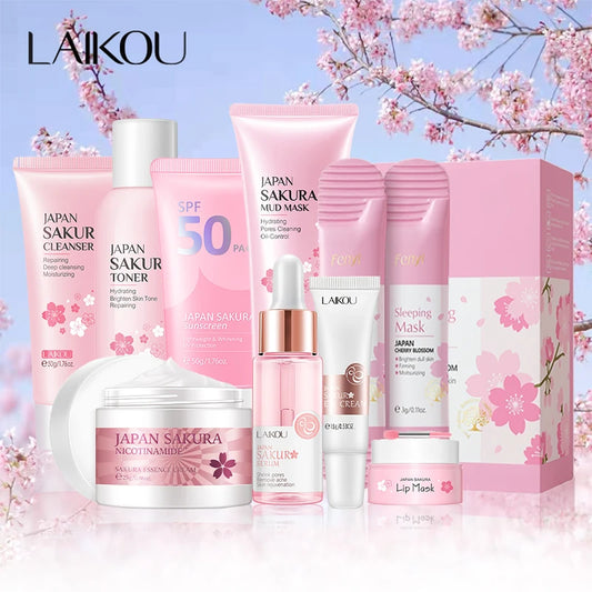 Sakura 9-Piece Facial Skincare Set – Moisturizing Care