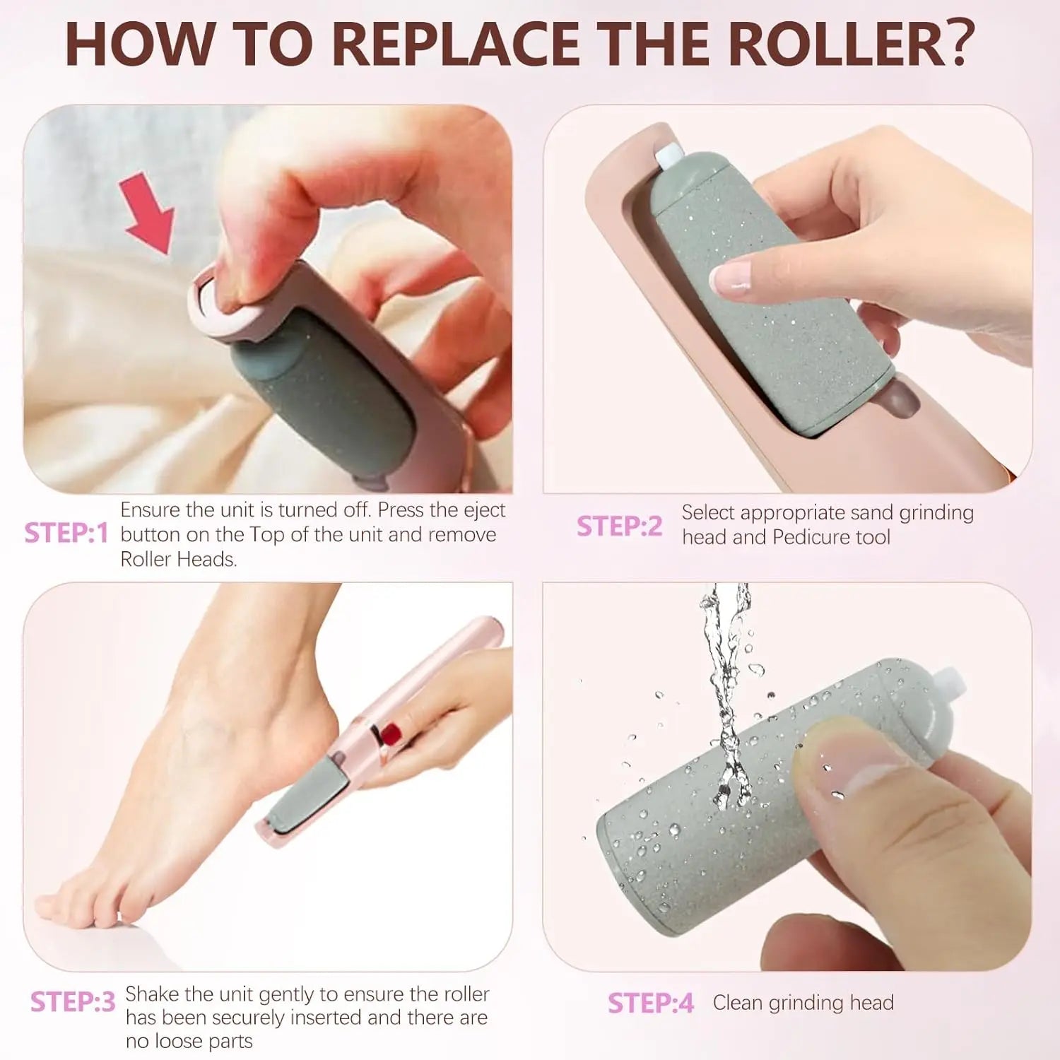 Foot File Replacement Roller Heads Set of 8