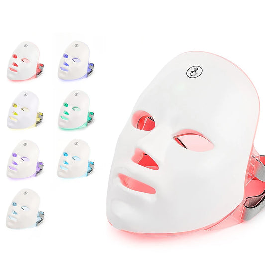 7-Color LED Facial Mask With Neck – Skin Firming Care