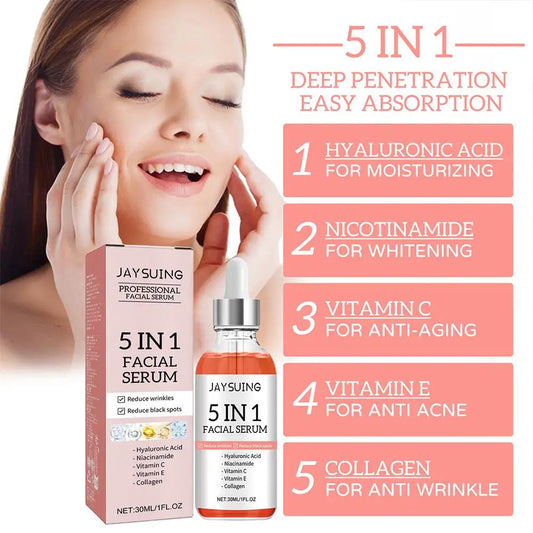 Skin Haven Glow & Firm Facial Serum bottle with dropper, showcasing a sleek skincare product for radiant, youthful skin.