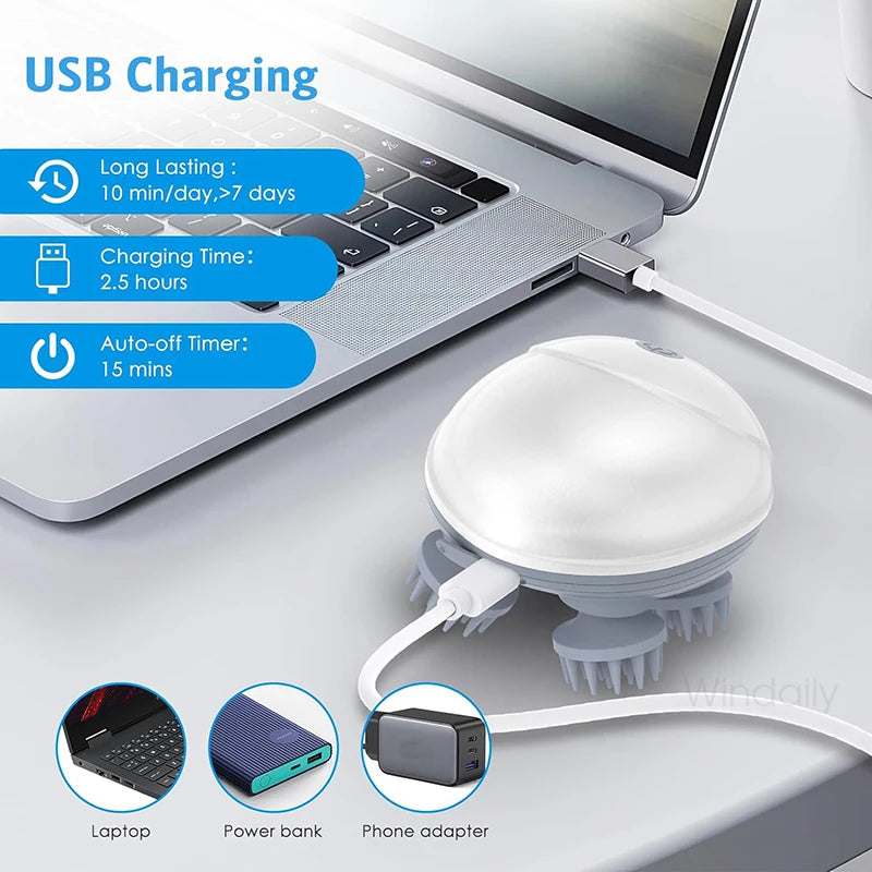 Electric Scalp Massager – Deep Kneading & Waterproof