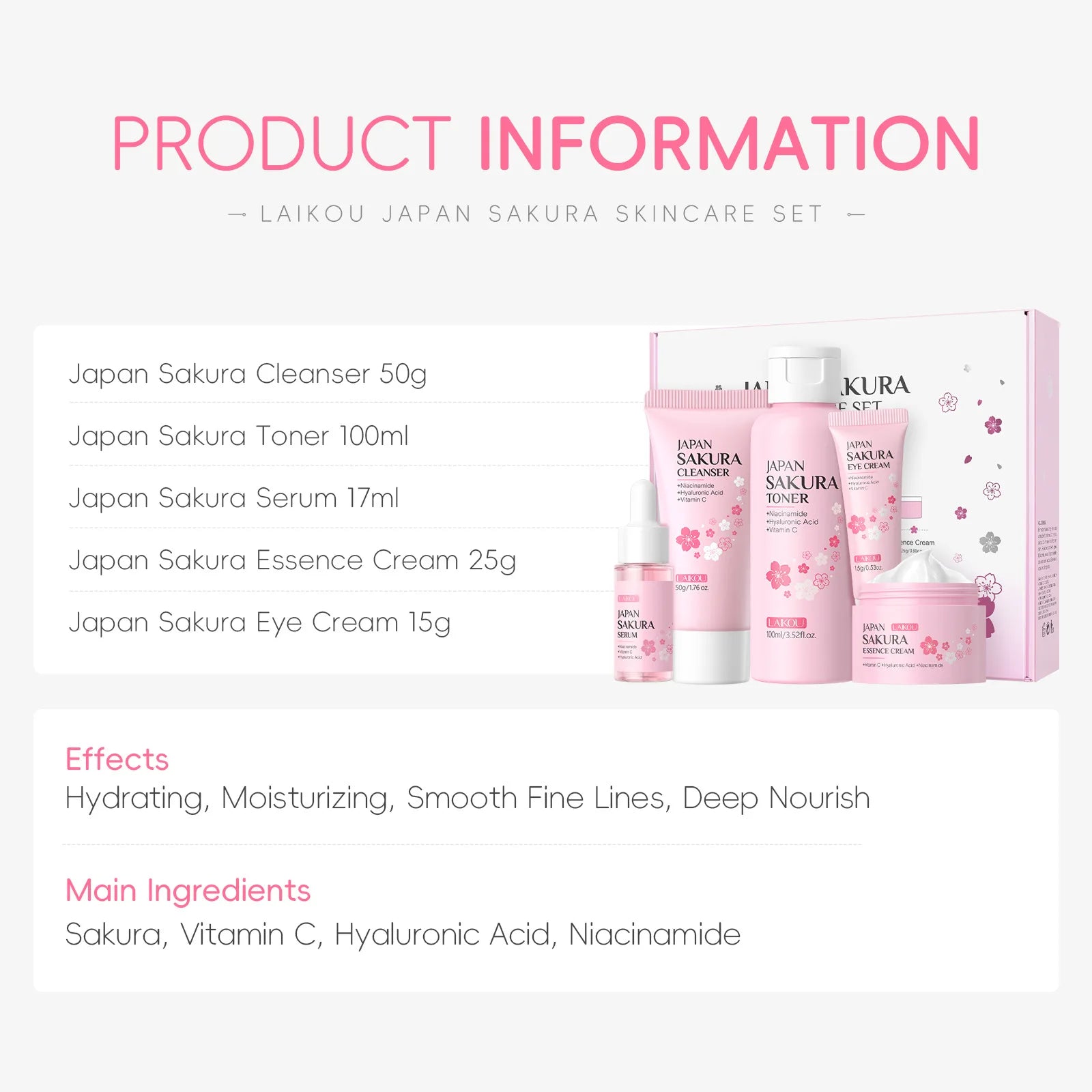 Sakura Face Care Set 5-Piece – Hydrating & Brightening