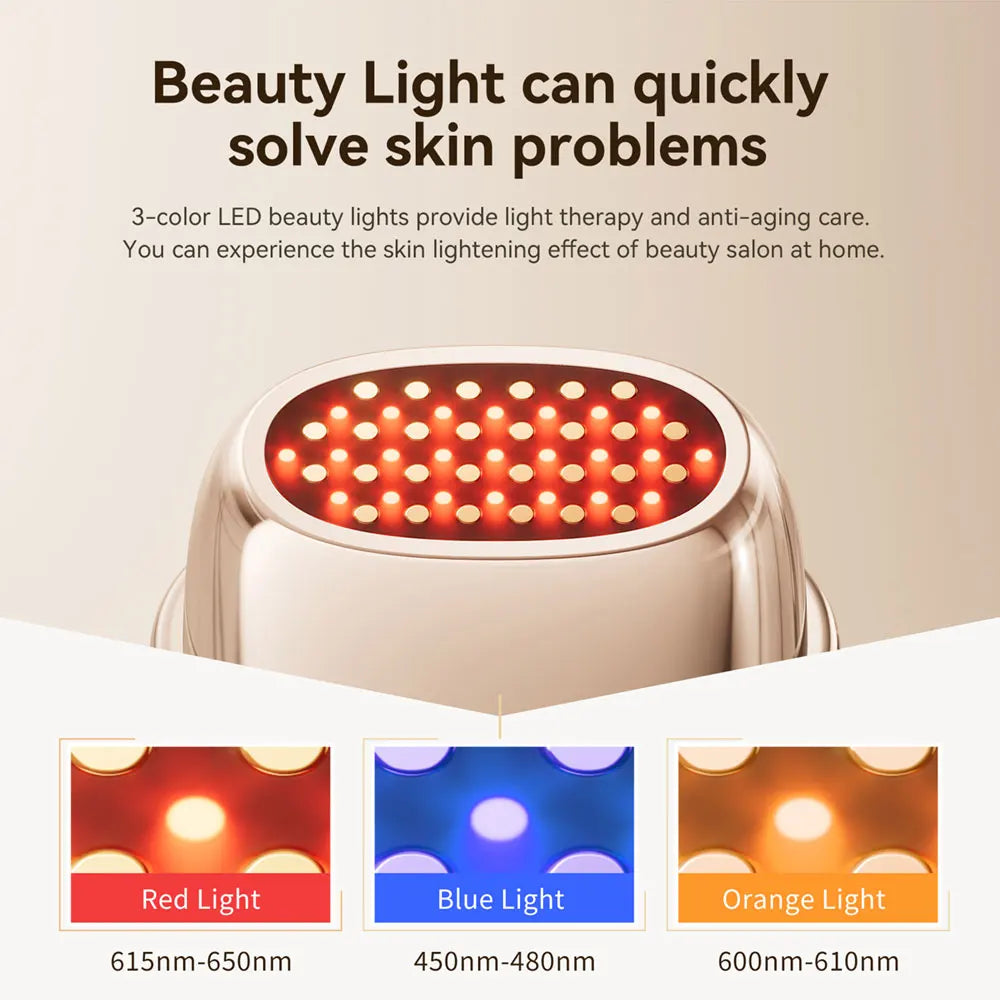 RF EMS Facial Lifting Device – 3-Color LED Skin Tightener