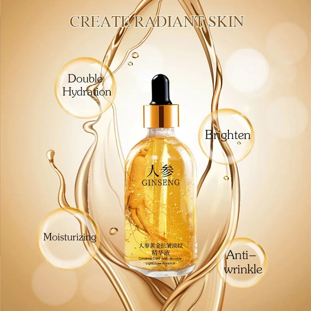 Skin Haven Golden Glow Face Serum in a clear glass bottle with dropper, showcasing a radiant, golden-colored serum for skincare.