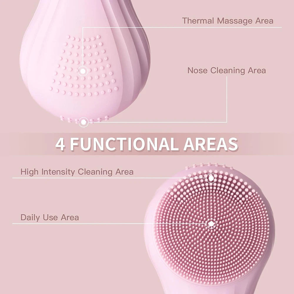 Sonic Silicone Facial Cleansing Brush With Heat Massage