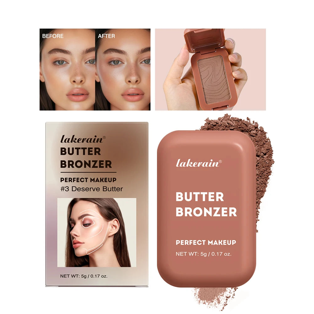 Matte Powder Bronzer & Highlighter Palette for Face