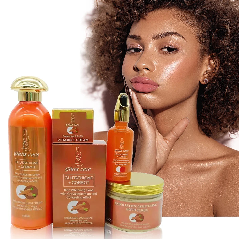 Skin Haven Gluta Master Brightening Skincare Set with bottles and jars of skincare products on a white background