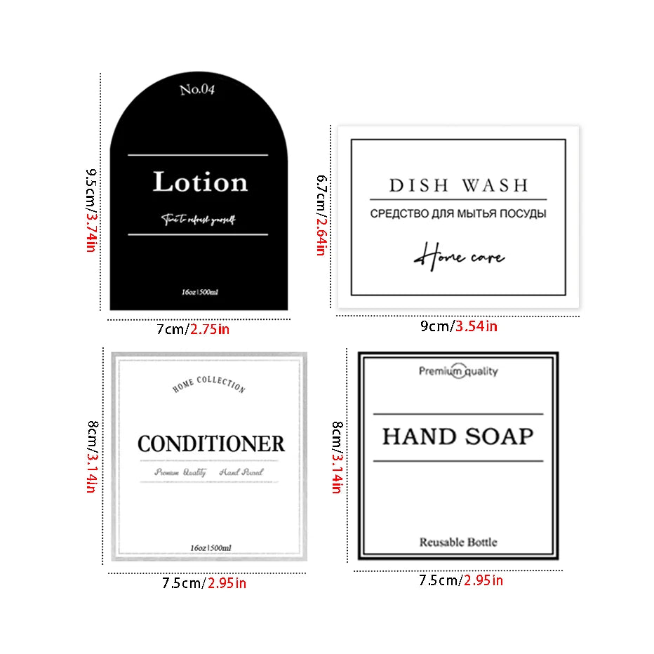 Waterproof Bathroom Dispenser Label Stickers Set