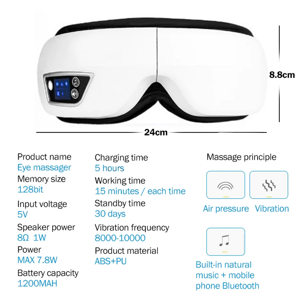 Smart Bluetooth Eye Massager Glasses With Heat