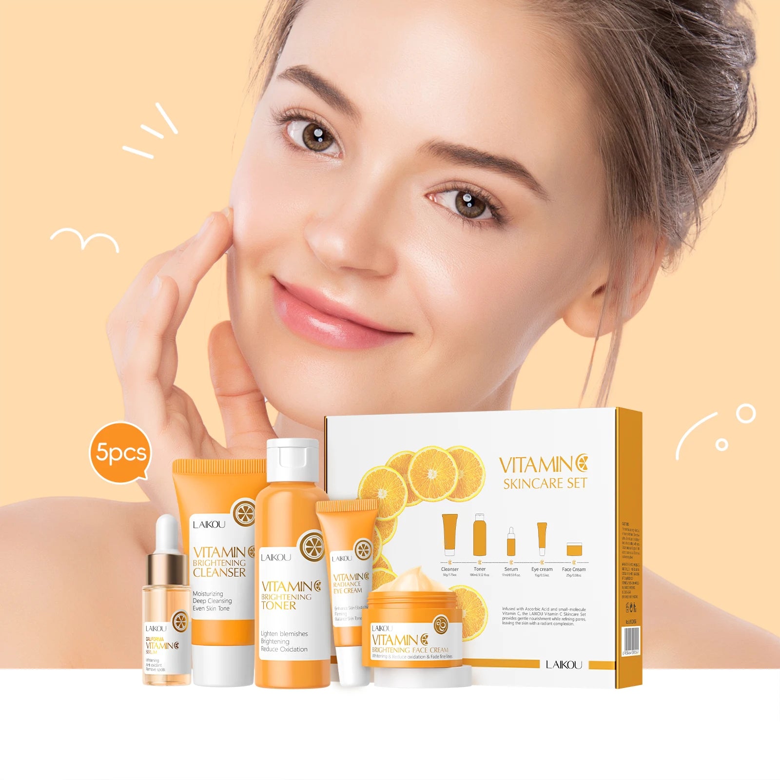 Vitamin C Brightening Skincare Set 5-Piece Face Kit