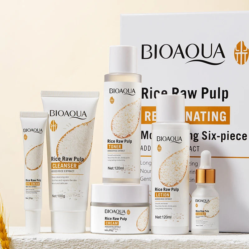 Rice Purée Facial Skincare Set – Hydrating 6-Piece Kit