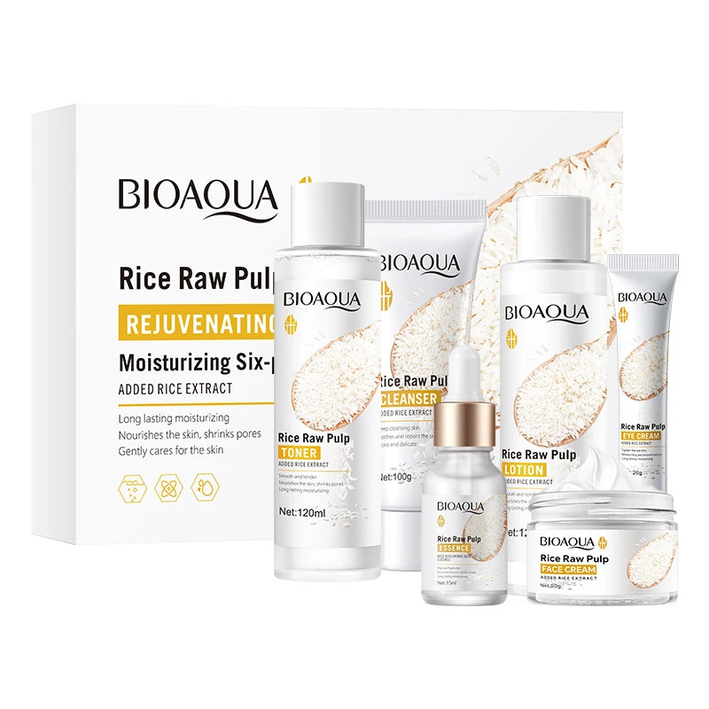 Rice Purée Facial Skincare Set – Hydrating 6-Piece Kit