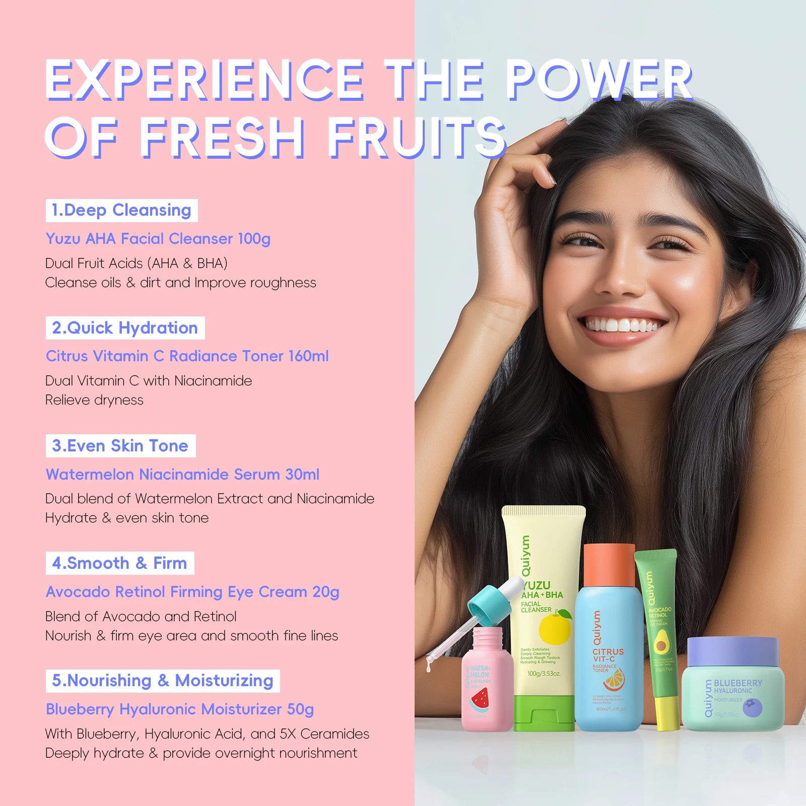 Fruit-Infused 5-Piece Facial Skincare Set for Radiant Skin