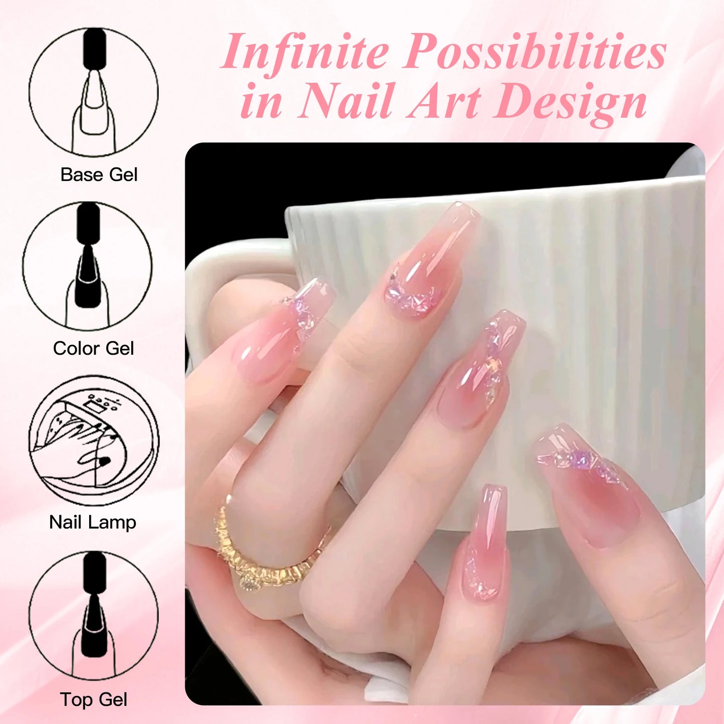 Nude Jelly Gel Nail Polish Set With Box, 8 Colors