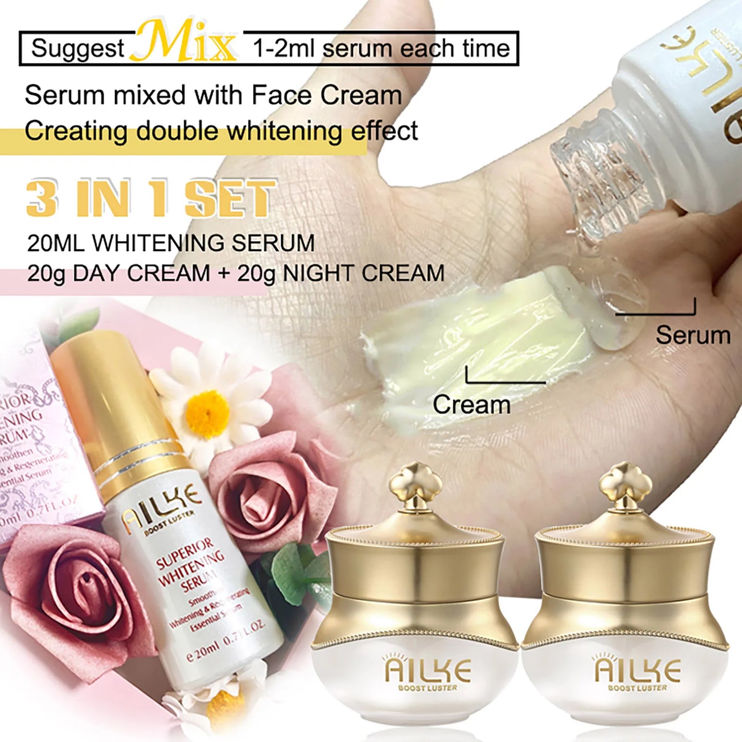 Whitening Face Cream Set With Serum – Anti-Aging Care