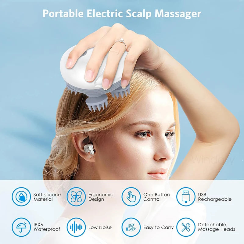 Electric Scalp Massager – Deep Kneading & Waterproof